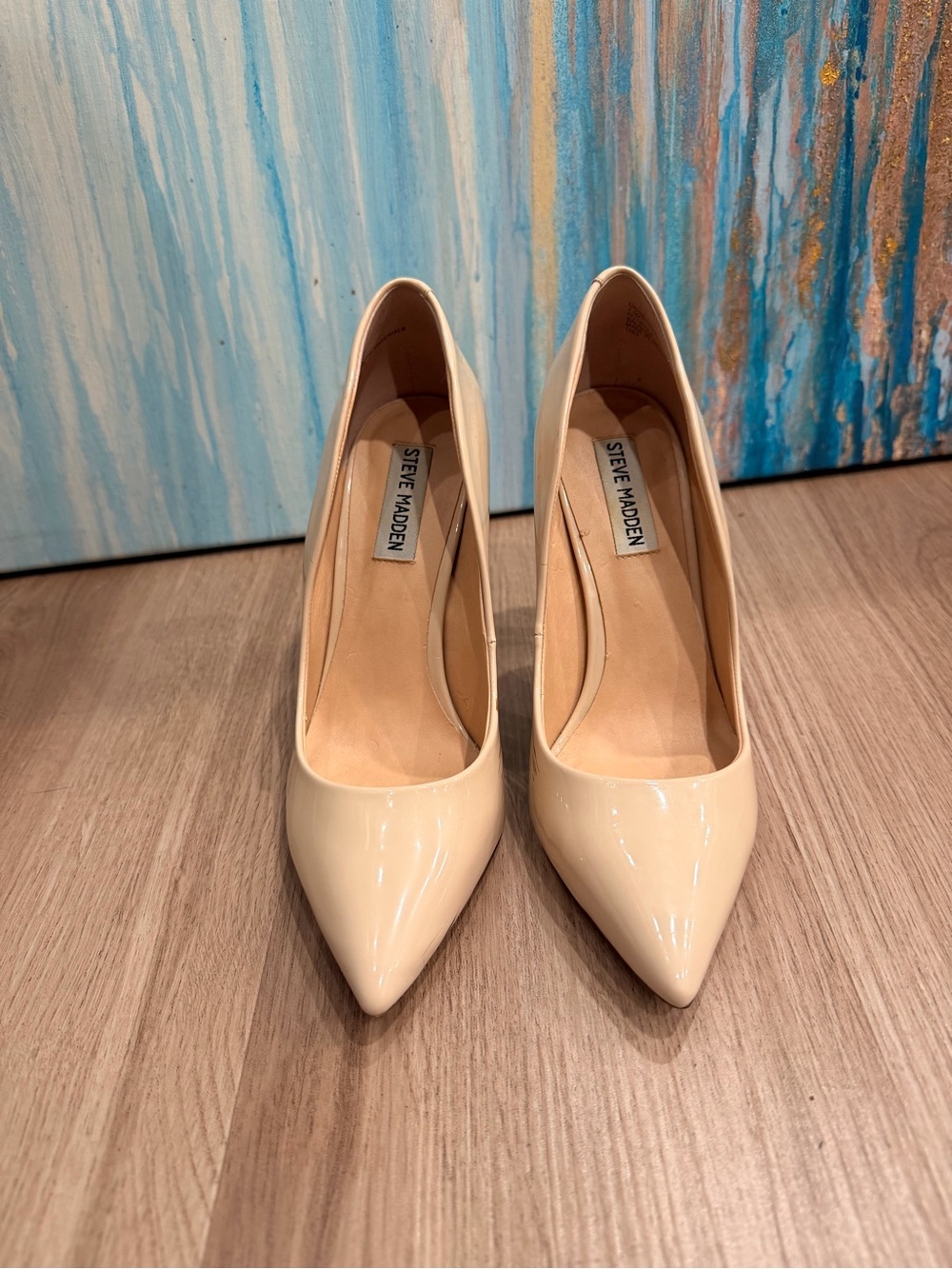 Steve Madden Cream Patent Pointed-Toe Heels